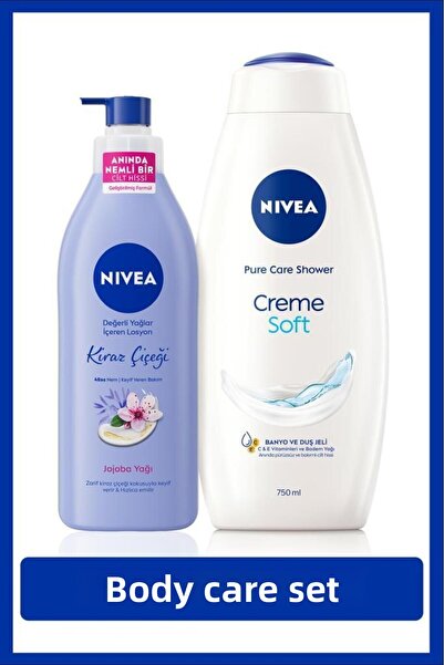 NIVEA جل استحمام كريمي ناعم الملمس 750 مل وغسول مرطب للجسم يحتوي على زيوت ثمي...