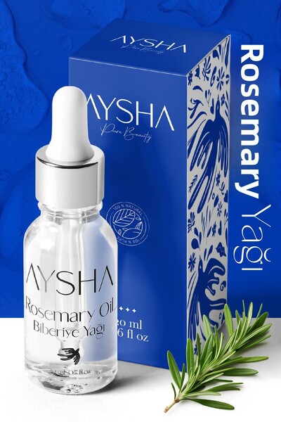 Aysha زيت إكليل الجبل 20 مل نقي 100% - للعناية بالشعر لتساقط الشعر والتالف ون...