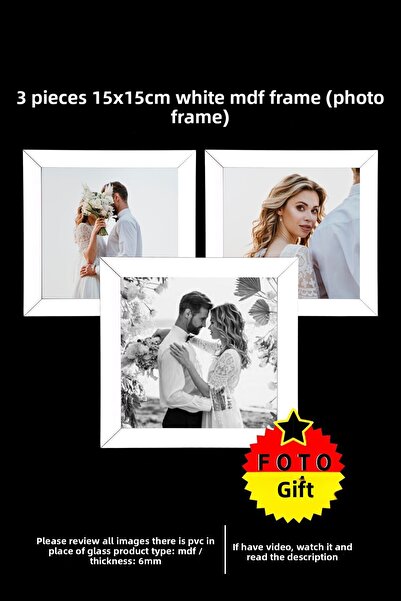 Bytwo 3 قطع إطار 15x15 - إطار مربع - إطار أبيض MDF - مجموعة إطارات صور متعددة