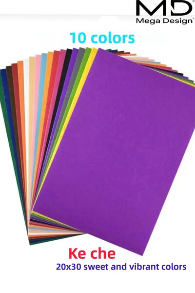 MEGADSING لباد ملون 20x30 سم 10 ألوان 180 جرام رفيع لا يحتوي على مواد مسرطنة لهواية النشاط