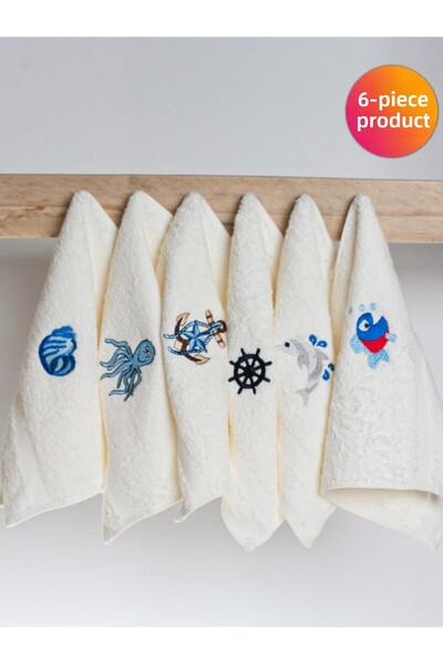 Ender Home MoodKitchen Πετσέτες Κουζίνας 6 τεμαχίων – Ναυτικό σχέδιο, 30x30 cm, 100% βαμβάκι