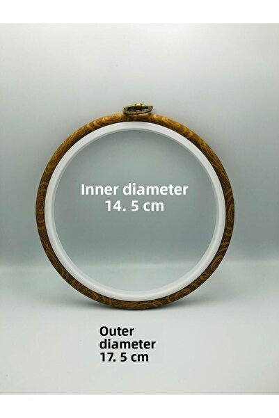 DUCK HOBY بكرة تطريز بلاستيكية دائرية بمظهر خشبي، بكرة تطريز، القطر الداخلي 14.5 سم، القطر الخارجي 17.5 سم