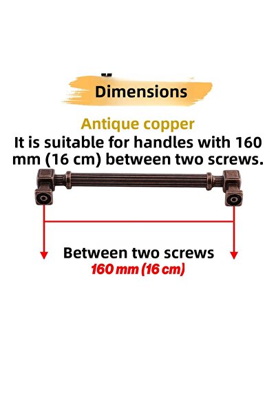 Badem10 Talas 160 mm Striped Antique Copper Metal Handle Furniture Drawer Kitchen Cabinet Cupboard Handles Kulb 16 cm