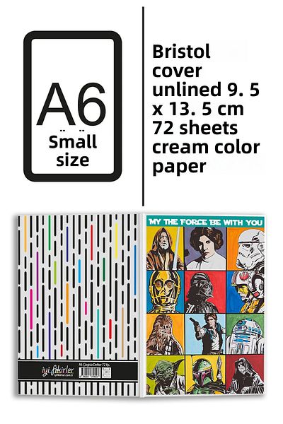 iyi fikirler Star Wars Characters Printed A6 Small Size Unlined Notebook