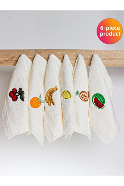 Ender Home مجموعة مناشف مطبخ مود كيتشن 6 قطع – نقشة فواكه، 30x30 سم، 100% قطن