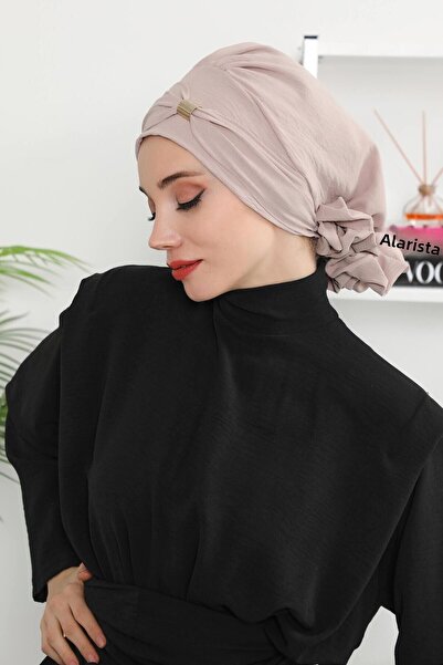 Aisha's Design Aerobin Fabric Ready-Made Turban with Accessories, Ht-95, Mink