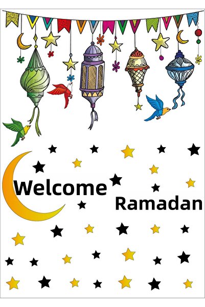 Ayza Tasarım Autocolant Ramadan Ornament Ramadan Decorare perete din sticlă A...