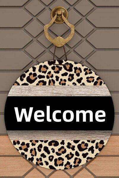 Rugmood الطباعة الرقمية الحديثة خشبية سوداء ليوبارد ترحيب زخرفة الباب