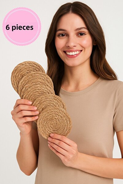 Generic Natural Straw Coasters Set of 6, Stylish and Protective Presentations