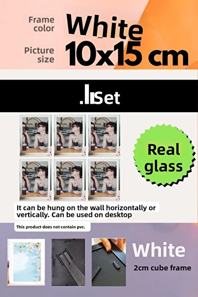 AtlasSG 20mm 6 Frame Glazed 10X15 cm 6Pcs Photo Picture Frame Standing or Wall Hanging Horizontal-Vertical