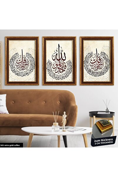 Evinemoda 3 Piece Felak Nas Ihlas Table with Frame (Cvplk)