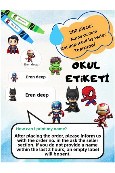 EyER Shoping دفتر ملاحظات صغير للأبطال الخارقين ملصق مدرسي مخصص للاسم قابل لل...