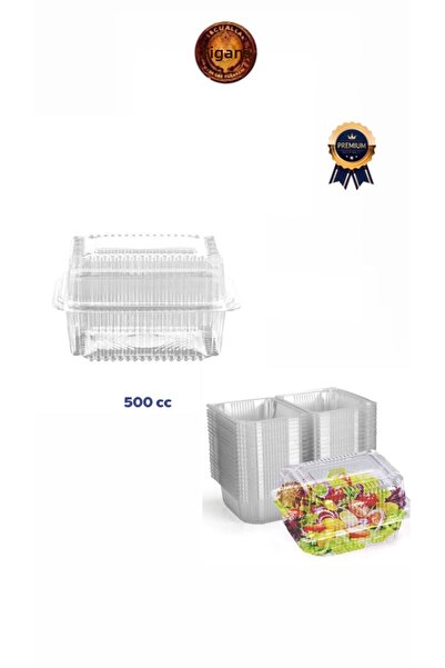 figanlar ambalaj High Quality Clear Lid Curved Plastic 500Cc Cheese/Salad Storage Container 100 Pcs