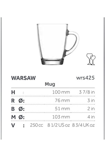 LAV Warsaw 6" Li Glass with Handle. Mugs Mug