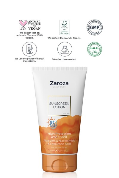 ZAROZA Ultra Intense - Moisturizing Sunscreen 50 Factor - Sunscreen Lotion Spf 50 |   For All Skin - 150 ml
