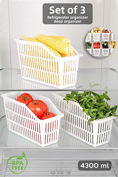 Meleni Home Organizator pentru frigider 3 buc - Organizator multifuncțional p...