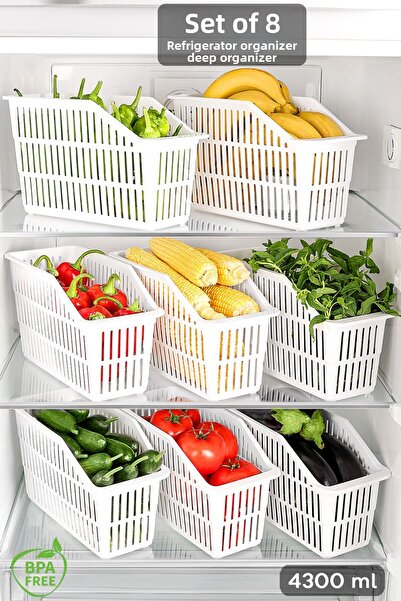 Meleni Home Organizator pentru frigider 8 bucăți - Organizator multifuncționa...