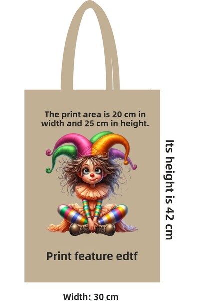 ilkadimbuklet حقيبة قماش بمقبض موديل مطبوع DTF