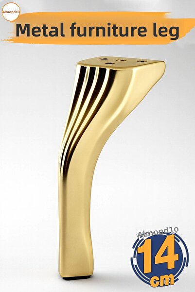 Badem10 Secțiune transversală 14cm Aur Aur Metal Mobilier Picior Picioare Uni...