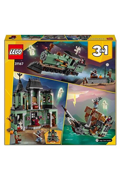 LEGO Creator 3 في 1 Ghost Mansion 31167 - سفينة أو قطار للأطفال من سن 9 سنوات فما فوق