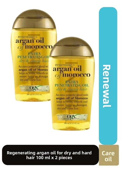 OGX زيت الأرغان المجدد للشعر الجاف والمتقصف، عبوة من قطعتين، 100 مل