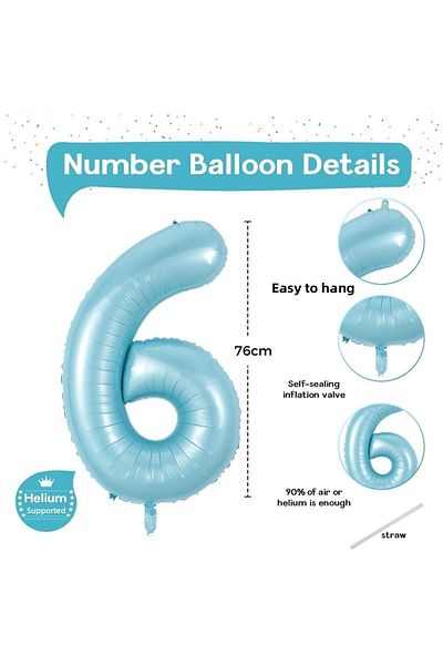 PARTİAVM 6 Years Old Blue Number Birthday Balloon Set Hero Dogs and Party Decor with Paw Pattern and Balloons