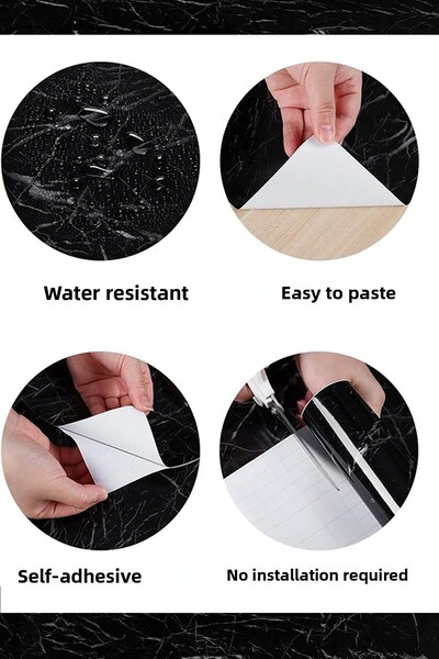 CARNIVAL LAND Black Marble Pattern Coating Paper Foil Bench Table Shelf 5 meters between the bench