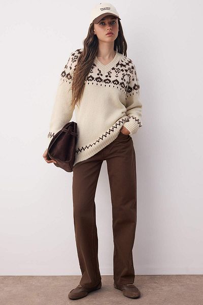 Trendyol Collection Stone Soft Textured Wide Fit Knitwear Sweater Twoaw26Kz00048