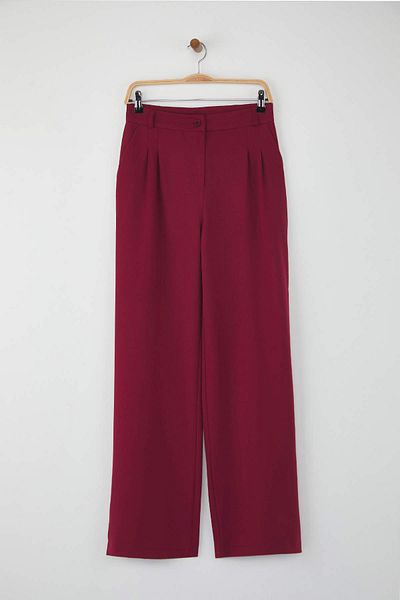 Trendyol Collection Burgundy Pleated Wide Leg/Wide Leg Trousers Twoaw25Pl00109