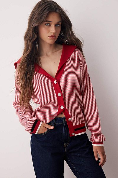 Trendyol Collection Red Cotton Button Detailed Knitwear Cardigan Twoaw26Hi00181