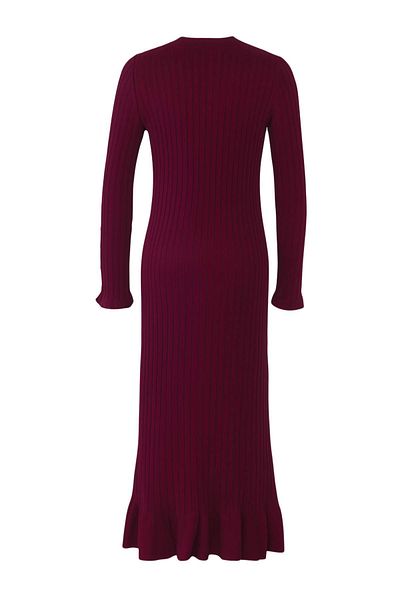Trendyol Modest Φόρεμα μπορντό με βολάν με ραβδώσεις TCTAW25EB00016