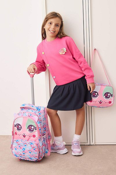 TRENDYOL SHOES Set de 2 cutie de prânz izolată pentru copii, geantă pentru școală primară, cu răchită imprimată cu pisici TAKAW26OI00000