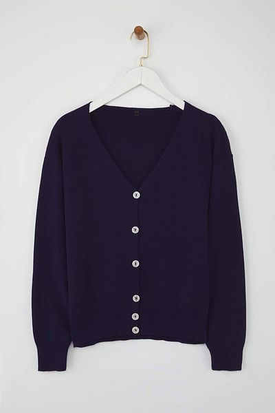 Trendyol Collection Wardrobe Essentials Navy Blue Mercerized Look Premium Yarn V-Neck Knitwear Cardigan |   Twoaw26Hi000800