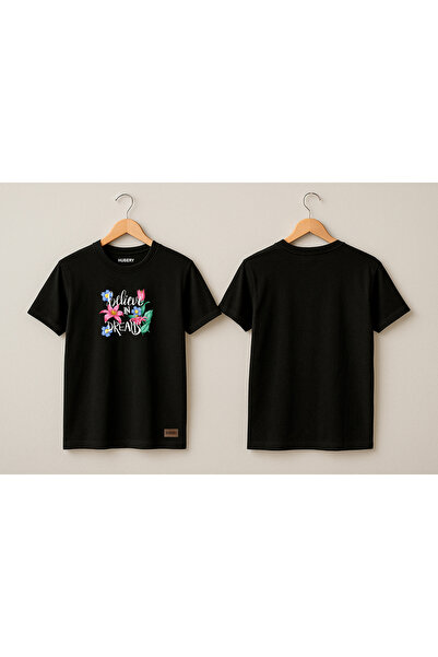 HUBERYWEAR Tricou de damă croi relaxat cu imprimeu floral –