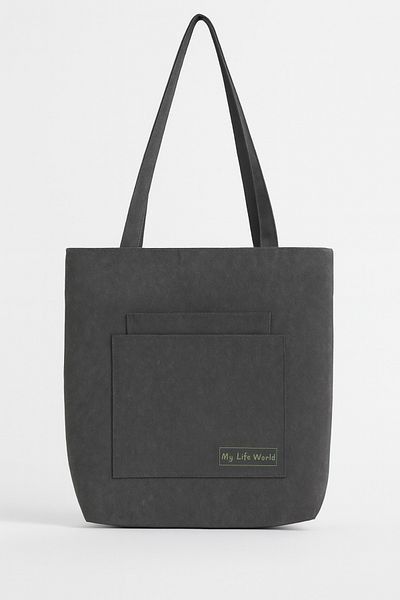 YUNUSOĞLU HOME Multi-Purpose Premium Single Snap Life Printed Gray Medium Size Canvas Hand and Shoulder Bag