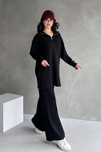 adba style Women's Modal Combed Cotton Oversize Metal Zipper Hijab Tunic Suit 4029