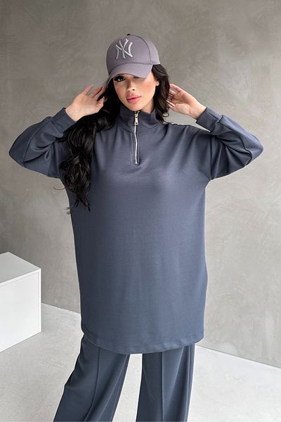 adba style Women's Modal Combed Cotton Oversize Metal Zipper Hijab Tunic Suit 4029