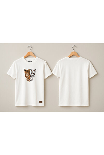 HUBERYWEAR تي شيرت نسائي مريح بطبعة وجه الفهد – HUBERY