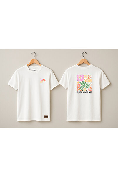 HUBERYWEAR Дамска тениска с широка кройка и флорален принт отпред и отзад – H...