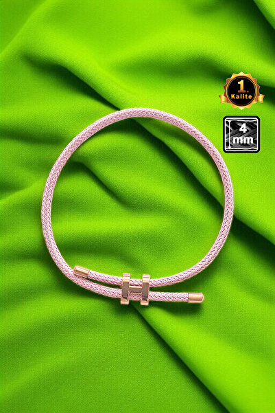 Miss TBee Örgü Kaplamalı Çelik Bileklik - Pembe Altın