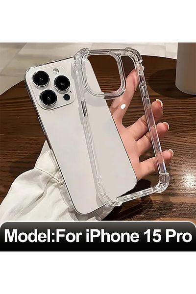 Choice جراب هاتف شفاف مقاوم للصدمات لهاتف iPhone 15 Pro مصنوع من السيليكون وغطاء خلفي شفاف