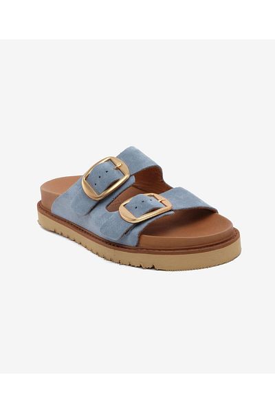Greyder Papuci de damă din piele naturală din piele intoarsa albastra 5Y2CT59054