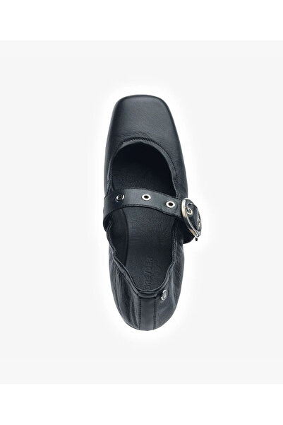 Greyder Women's Black Genuine Leather Ballerinas 5Y2Ka34360