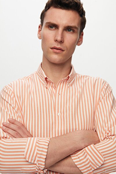 D'S Damat Ds Damat Slim Fit Помаранчевий смугастий гомлек