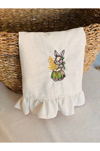 HOME OF BLOSSOM Vintage Tavşan Nakışlı Mutfak Örtüsü/Bezi/ Fırın Örtüsü