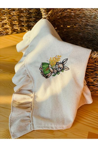 HOME OF BLOSSOM Vintage Rabbit Embroidered Kitchen Cloth/Cloth/Oven Cloth
