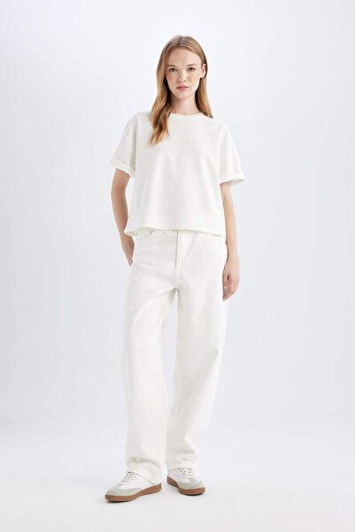 DeFacto Baggy Fit Hohe Taille Lange Jeanshose D3895AX24HS