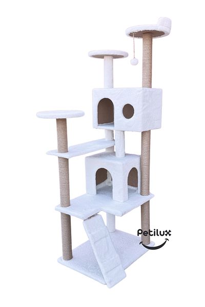 Petilux Multi-Storey Cat House and Scratching Tower Cat Play and Rest Area with Jute Drawstring Scratching Area