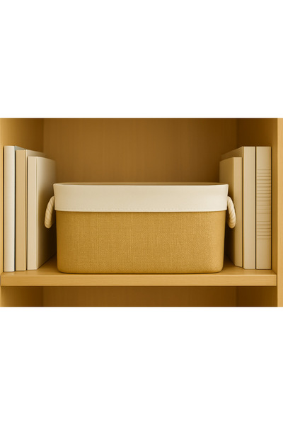 LUXWAY HOME No. 1 Jute White Garnished Foldable Decorative Organizer Basket - Multi-Purpose Use