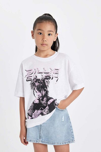 DeFacto Billie Eilish Girl's T-Shirt - Relax Fit, Crew Neck, Short Sleeve C9429A824HS